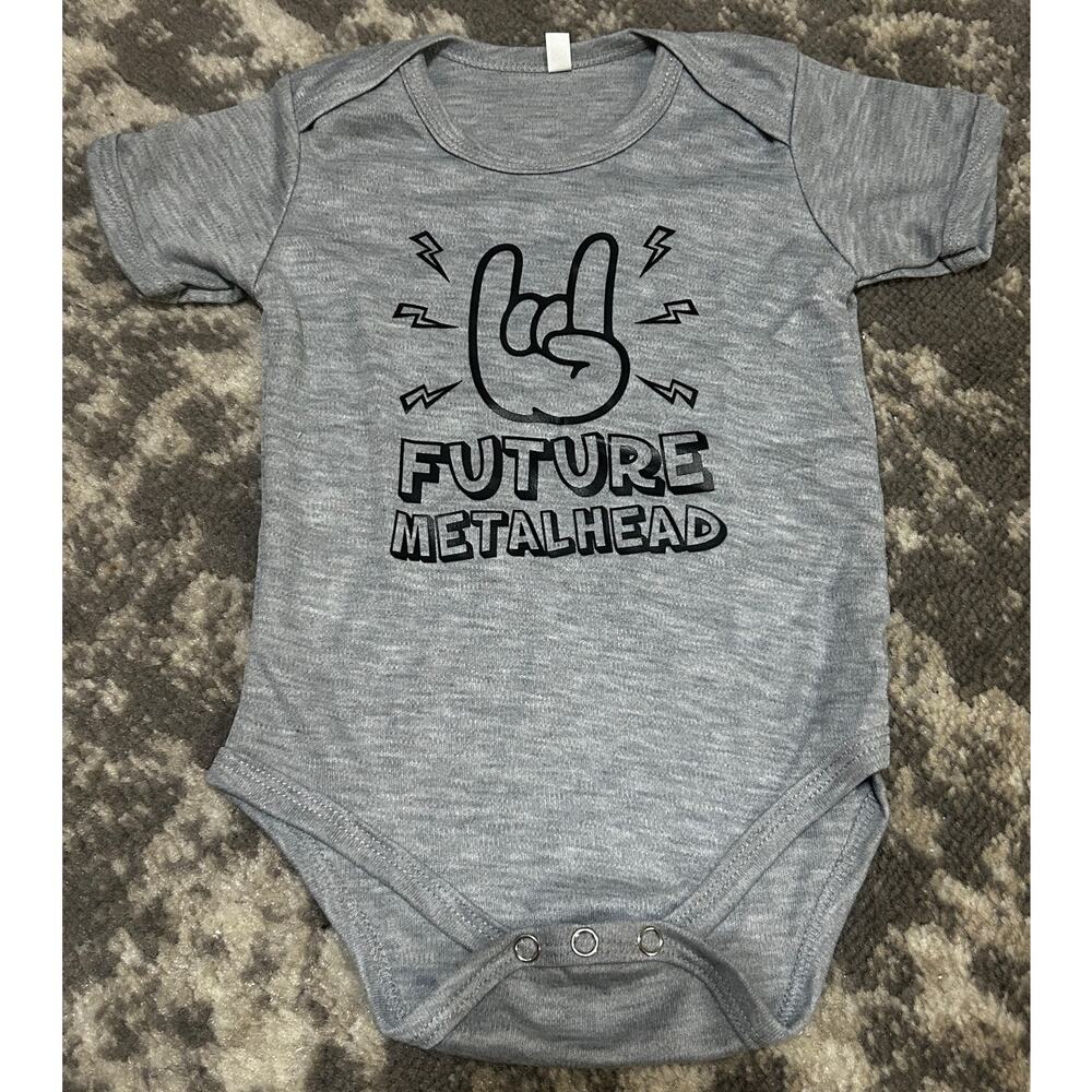 Unisex Gray Toddler "Future Metal Head" One-Piece Unbranded 12-18 months (NEW)